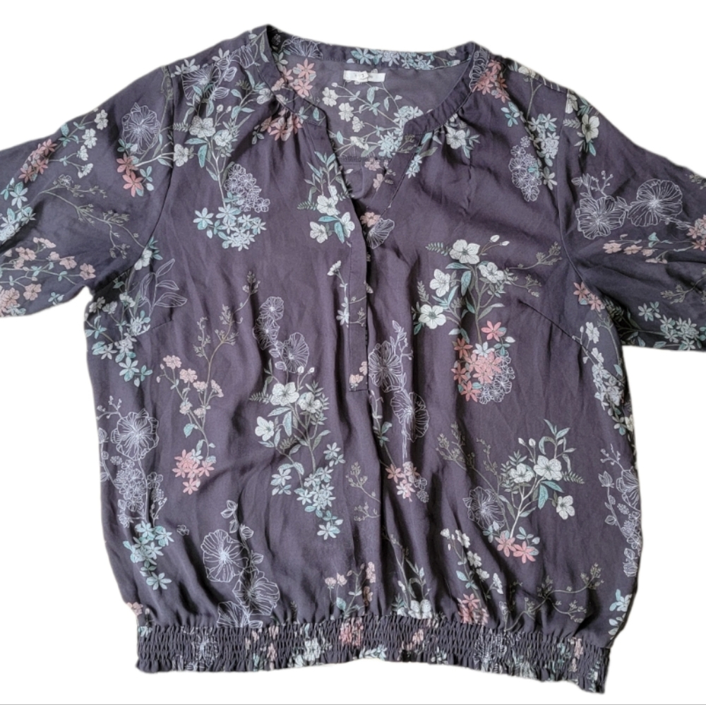 Maurices Flowy Floral Lightweight Blouse 3/4 Sleeve Elastic Waist V-neck Size 2x